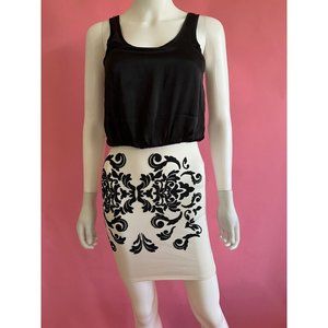 Wet Seal Women's Black & White  Dress Sleeveless Blouson Bodycon Beaded XS